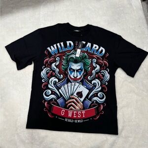 Black Graphic Tee - Wild Card Design